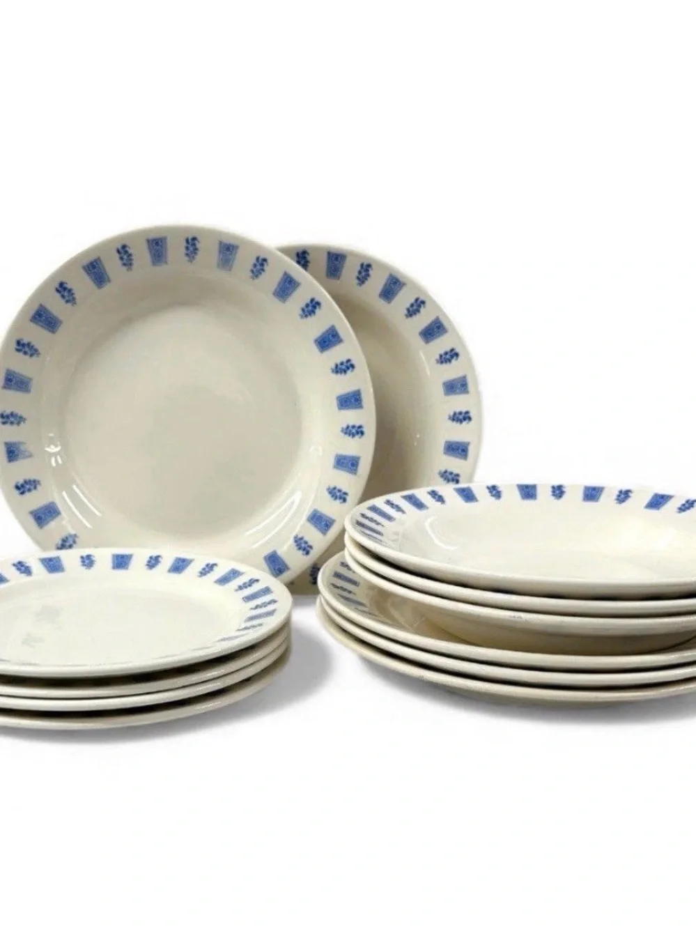 Vintage Oxford Brazil 3850-2 Blue Floral Dinnerware Set 12 Pc Stoneware